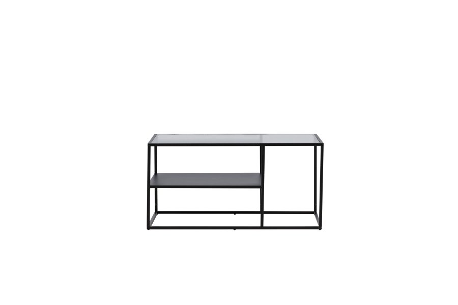 VENTURE DESIGN Campinas sofabord, m. 1 hylde - glas og sort stl (90x60)
