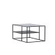 VENTURE DESIGN Campinas sofabord, m. 1 hylde - glas og sort stl (90x60)