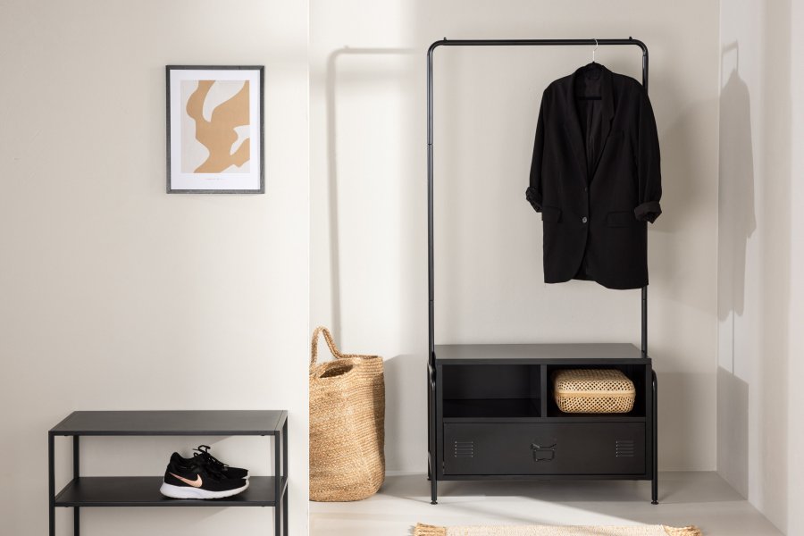 VENTURE DESIGN Quito tjstativ, m. 2 rum og 1 skuffe - sort stl