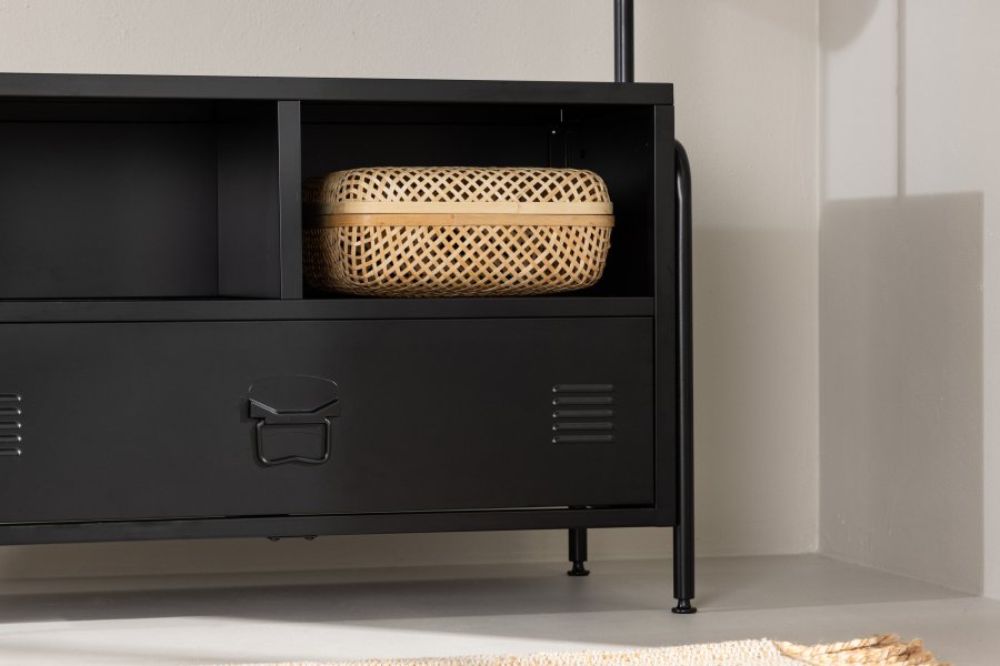 VENTURE DESIGN Quito tjstativ, m. 2 rum og 1 skuffe - sort stl