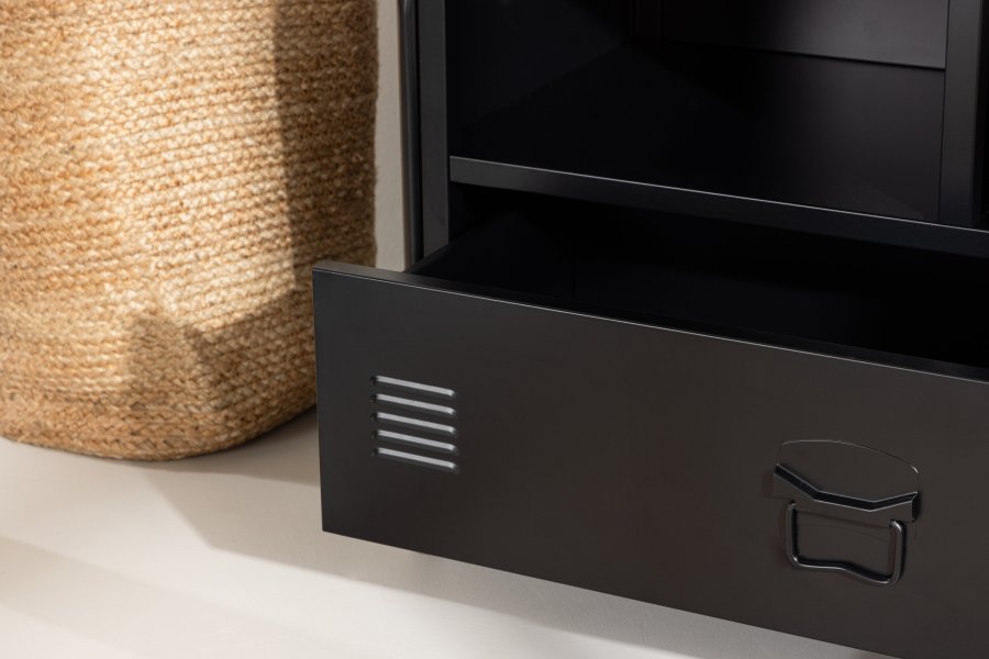 VENTURE DESIGN Quito tjstativ, m. 2 rum og 1 skuffe - sort stl