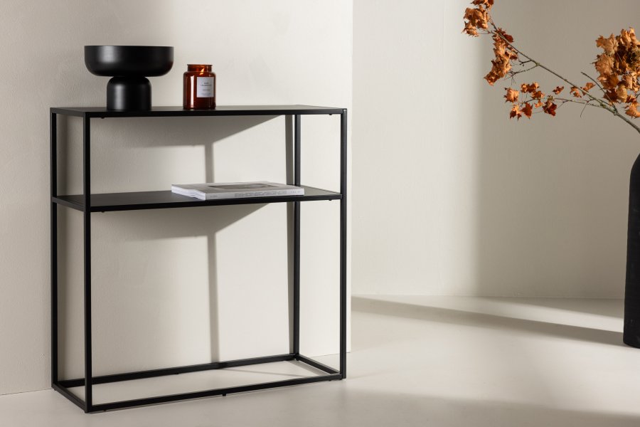 VENTURE DESIGN Georgetown sidebord, m. 1 hylde - sort stl (80x40)