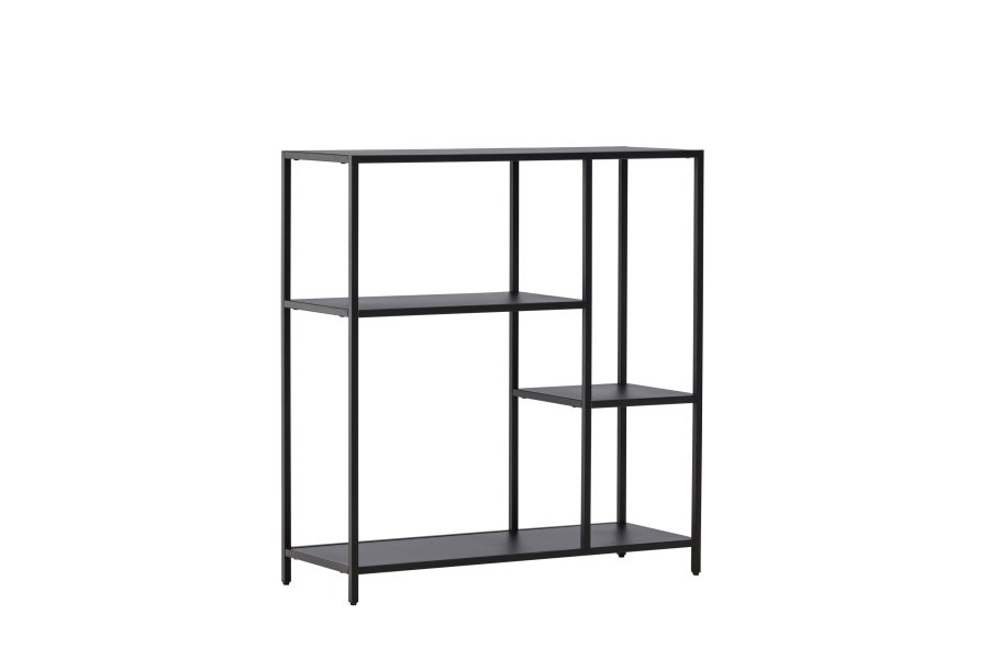 VENTURE DESIGN Puno sidebord, m. 3 hylder - sort stl (80x30)