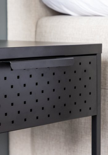 VENTURE DESIGN Sacramento sengebord, m. 1 hylde og 1 skuffe - sort stl (40x40)