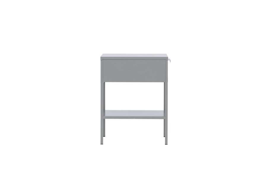 VENTURE DESIGN Sacramento sengebord, m. 1 hylde og 1 skuffe - lysegr stl (40x40)