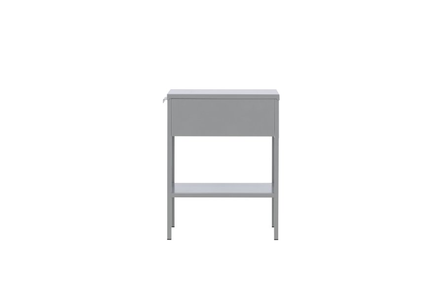 VENTURE DESIGN Sacramento sengebord, m. 1 hylde og 1 skuffe - lysegr stl (40x40)