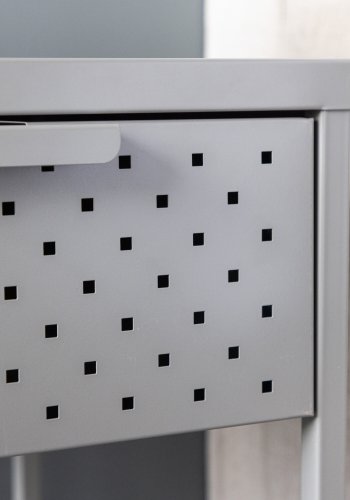 VENTURE DESIGN Sacramento sengebord, m. 1 hylde og 1 skuffe - lysegr stl (40x40)