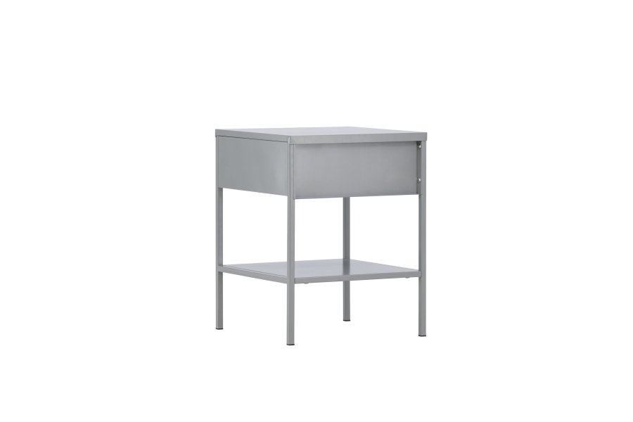 VENTURE DESIGN Sacramento sengebord, m. 1 hylde og 1 skuffe - lysegr stl (40x40)
