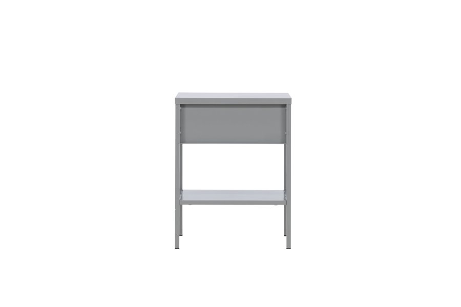 VENTURE DESIGN Sacramento sengebord, m. 1 hylde og 1 skuffe - lysegr stl (40x40)