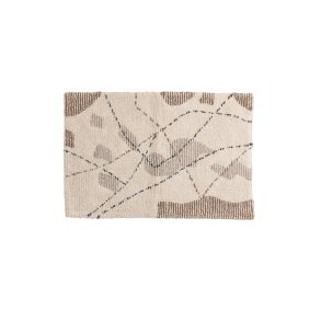VENTURE DESIGN Paul bademtte, rektangulr - elfenben/brun/gr bomuld (60x90)
