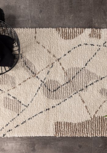 VENTURE DESIGN Paul bademtte, rektangulr - elfenben/brun/gr bomuld (60x90)