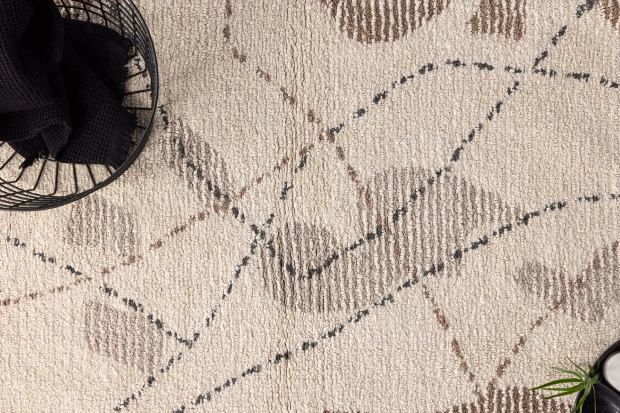 VENTURE DESIGN Paul bademtte, rektangulr - elfenben/brun/gr bomuld (60x90)