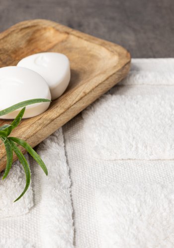 VENTURE DESIGN Putte bademtte, rektangulr - hvid bomuld (60x90)