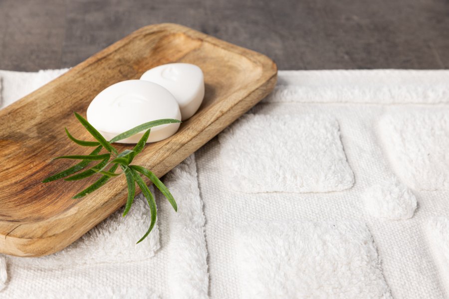 VENTURE DESIGN Putte bademtte, rektangulr - hvid bomuld (60x90)