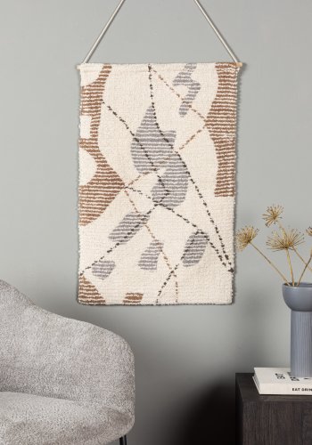 VENTURE DESIGN Liam vgtppe, rektangulr - elfenben/brun/gr bomuld (50x80)