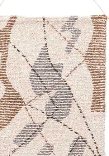 VENTURE DESIGN Liam vgtppe, rektangulr - elfenben/brun/gr bomuld (50x80)