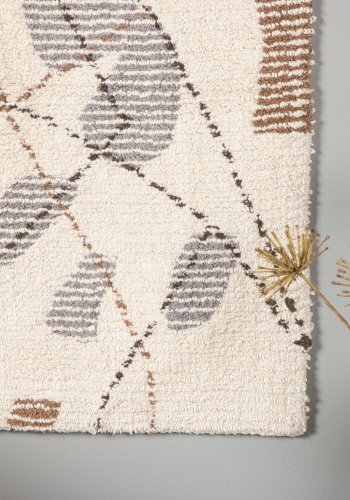 VENTURE DESIGN Liam vgtppe, rektangulr - elfenben/brun/gr bomuld (50x80)