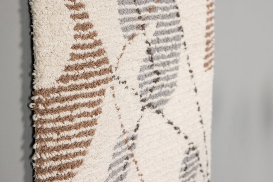 VENTURE DESIGN Liam vgtppe, rektangulr - elfenben/brun/gr bomuld (50x80)