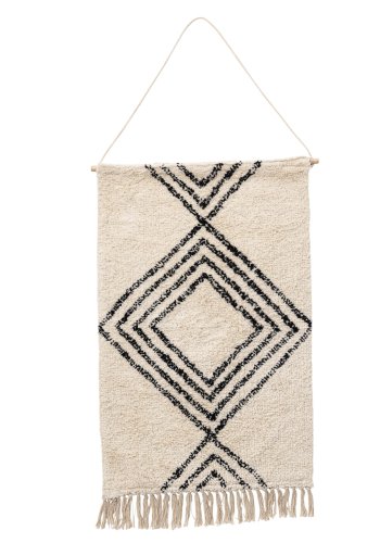 VENTURE DESIGN Love vgtppe, rektangulr - offwhite/sort bomuld (50x80)