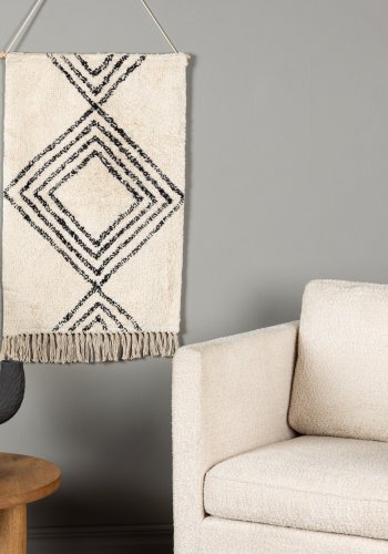 VENTURE DESIGN Love vgtppe, rektangulr - offwhite/sort bomuld (50x80)