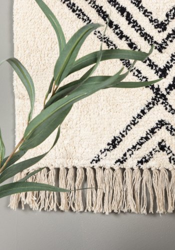 VENTURE DESIGN Love vgtppe, rektangulr - offwhite/sort bomuld (50x80)