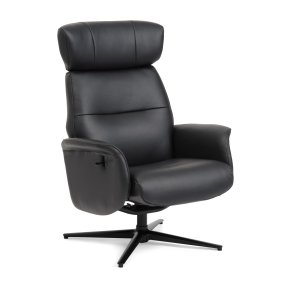 Alex recliner lnestol - sort semi aniline lder og sort aluminium