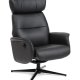 Alex recliner lnestol - sort semi aniline lder og sort aluminium
