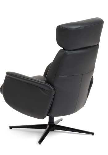 Alex recliner lnestol - sort semi aniline lder og sort aluminium