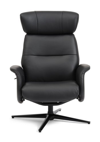 Alex recliner lnestol - sort semi aniline lder og sort aluminium