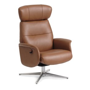 Alex recliner lnestol - cognac semi aniline lder og brstet aluminium