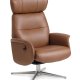 Alex recliner lnestol - cognac semi aniline lder og brstet aluminium