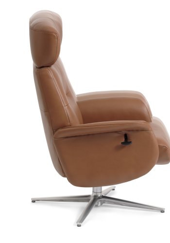 Alex recliner lnestol - cognac semi aniline lder og brstet aluminium