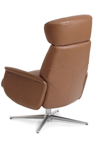 Alex recliner lnestol - cognac semi aniline lder og brstet aluminium