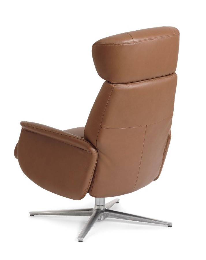 Alex recliner lnestol - cognac semi aniline lder og brstet aluminium