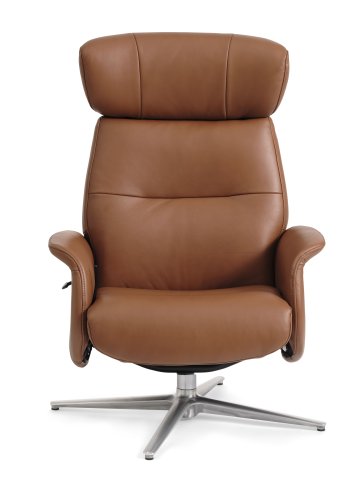 Alex recliner lnestol - cognac semi aniline lder og brstet aluminium