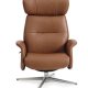 Alex recliner lnestol - cognac semi aniline lder og brstet aluminium