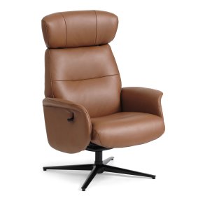 Alex recliner lnestol - cognac semi aniline lder og sort aluminium
