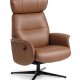 Alex recliner lnestol - cognac semi aniline lder og sort aluminium