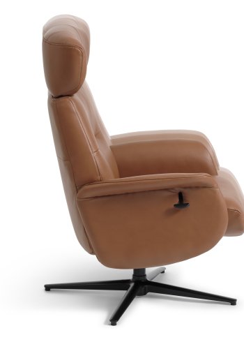 Alex recliner lnestol - cognac semi aniline lder og sort aluminium