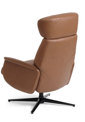 Alex recliner lnestol - cognac semi aniline lder og sort aluminium