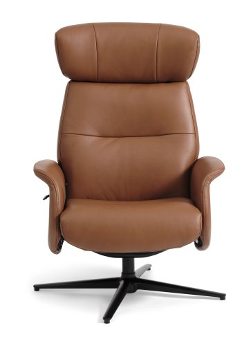 Alex recliner lnestol - cognac semi aniline lder og sort aluminium