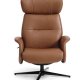 Alex recliner lnestol - cognac semi aniline lder og sort aluminium