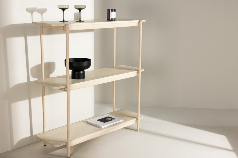 VIND COLLECTION Heim konsolbord, m. 2 hylder - hvidvasket MDF og stl (120x40)