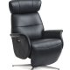 Alex recliner lnestol 2 motors - sort semi aniline lder og brstet aluminium