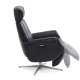Alex recliner lnestol 2 motors - sort semi aniline lder og brstet aluminium