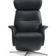 Alex recliner lnestol 2 motors - sort semi aniline lder og brstet aluminium