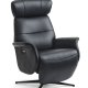 Alex recliner lnestol 2 motors - sort semi aniline lder og sort aluminium