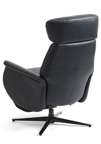 Alex recliner lnestol 2 motors - sort semi aniline lder og sort aluminium
