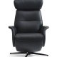Alex recliner lnestol 2 motors - sort semi aniline lder og sort aluminium
