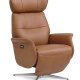 Alex recliner lnestol 2 motors - cognac semi aniline lder og brstet aluminium